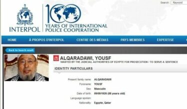 Interpol place Qaradawi sur la liste des personnes recherchées