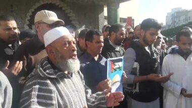 Live: Al Qods. Une manifestation spontanée en soutien à la Palestine près de la mosquée Al Amal à Darb Al Sultan à Casablanca