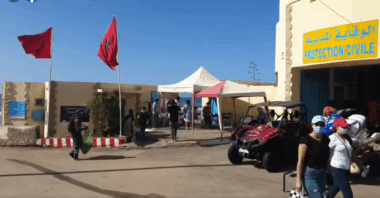 Administration des premières doses du vaccin anti-Covid Janssen au vaccinodrome installé à Aïn Diab à Casablanca.