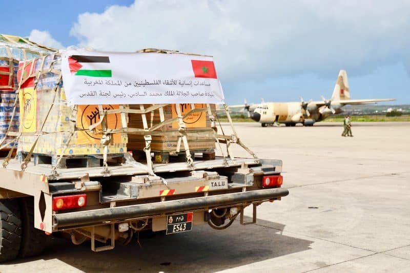 Sur instructions royales, déploiement par voie terrestre d'une aide humanitaire à la population de Gaza