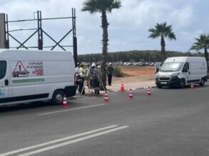 Intervention pour stopper et traiter des déversements accidentels d'eaux parasites à la plage d’Oued Merzeg (Casablanca)