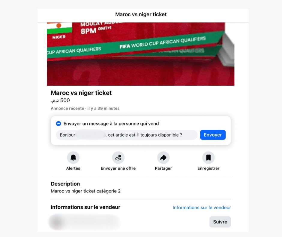 Billet Maroc - Niger vendu au marché noir