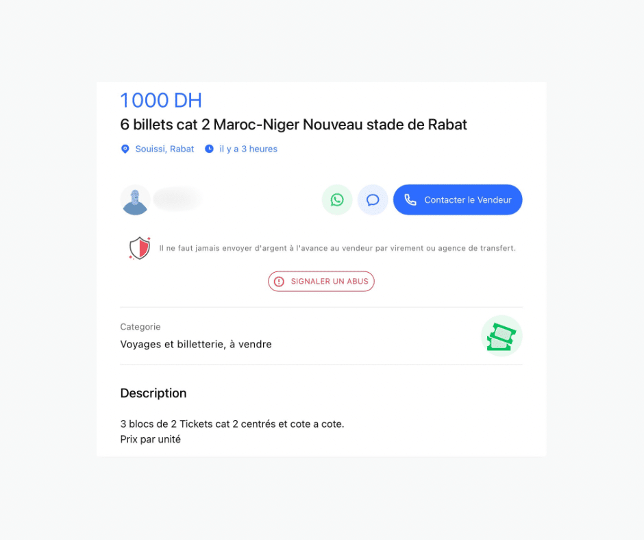 Billet Maroc - Niger vendu au marché noir