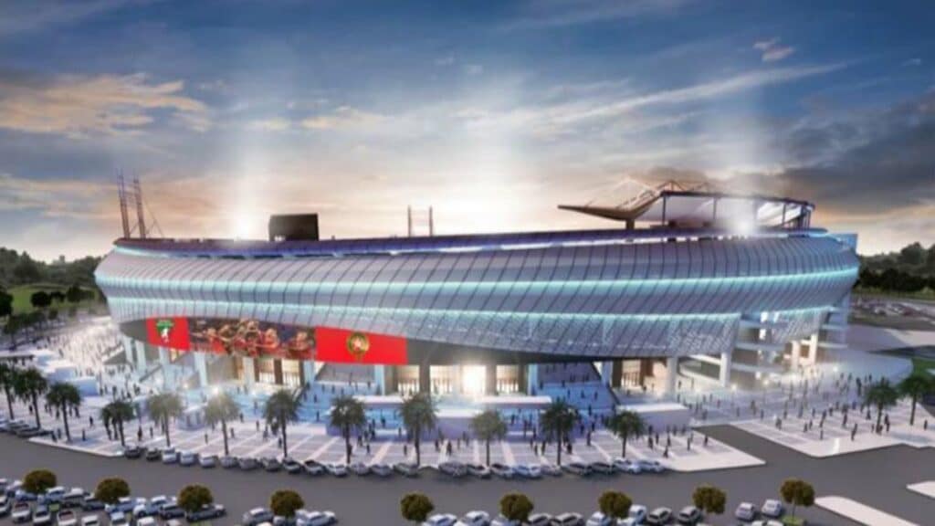 Vue du Grand Stade de Tanger concerné par un projet de signalétique couvrant les zones grand public, hospitality et VIP.