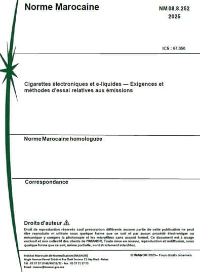 IMANOR homologue les normes encadrant cigarettes électroniques et sachets de nicotine