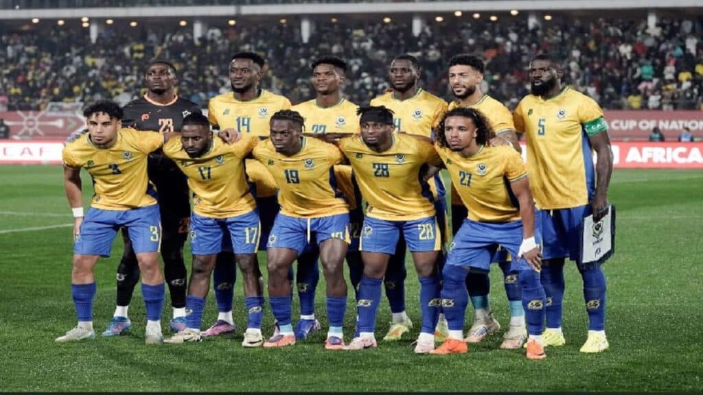 Joueurs et staff de l’équipe nationale gabonaise de football lors de la CAN Maroc-2025.