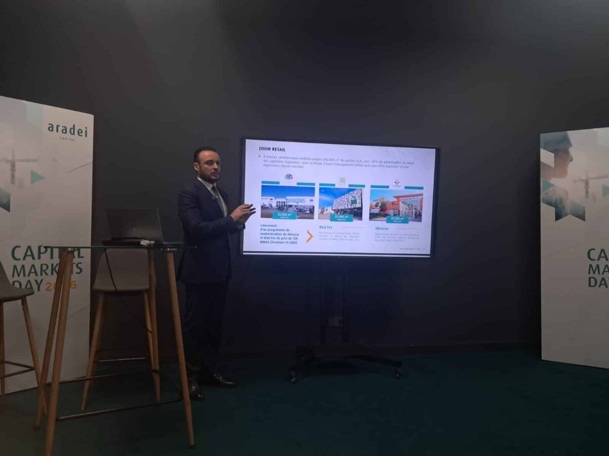 Aradei Capital, Capital Market Day, immobilier coté, foncière, Bourse de Casablanca, investissement, portefeuille immobilier, FFO, retail, ESG