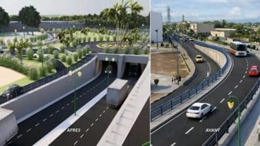 Point noir de la circulation, le pont historique du centre de Bouskoura en cours de reconstruction